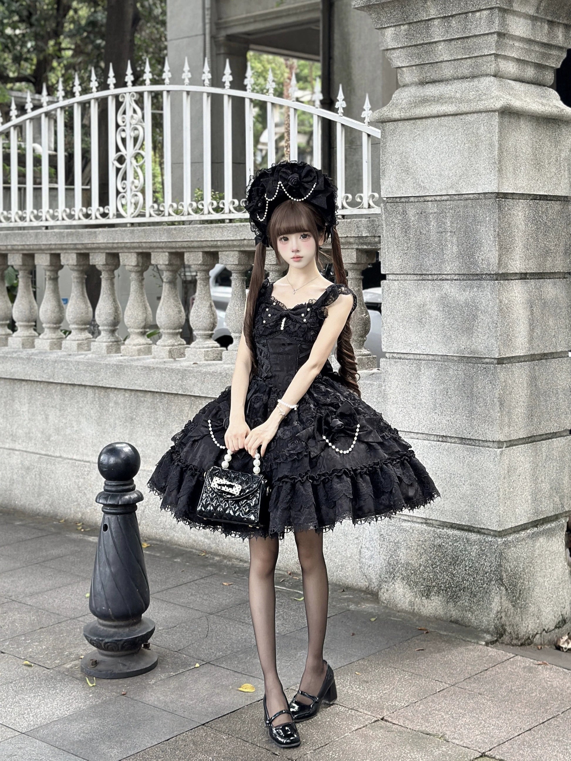 Sugar Girl - Rose Princess - Halloween Gothic Lolita JSK, Sheer Rose Dress