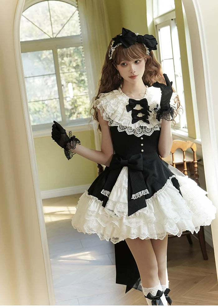 Alice Girl - Arrogant Miss - Sweet Lolita Jumper Dress with Tiered Lace Dress