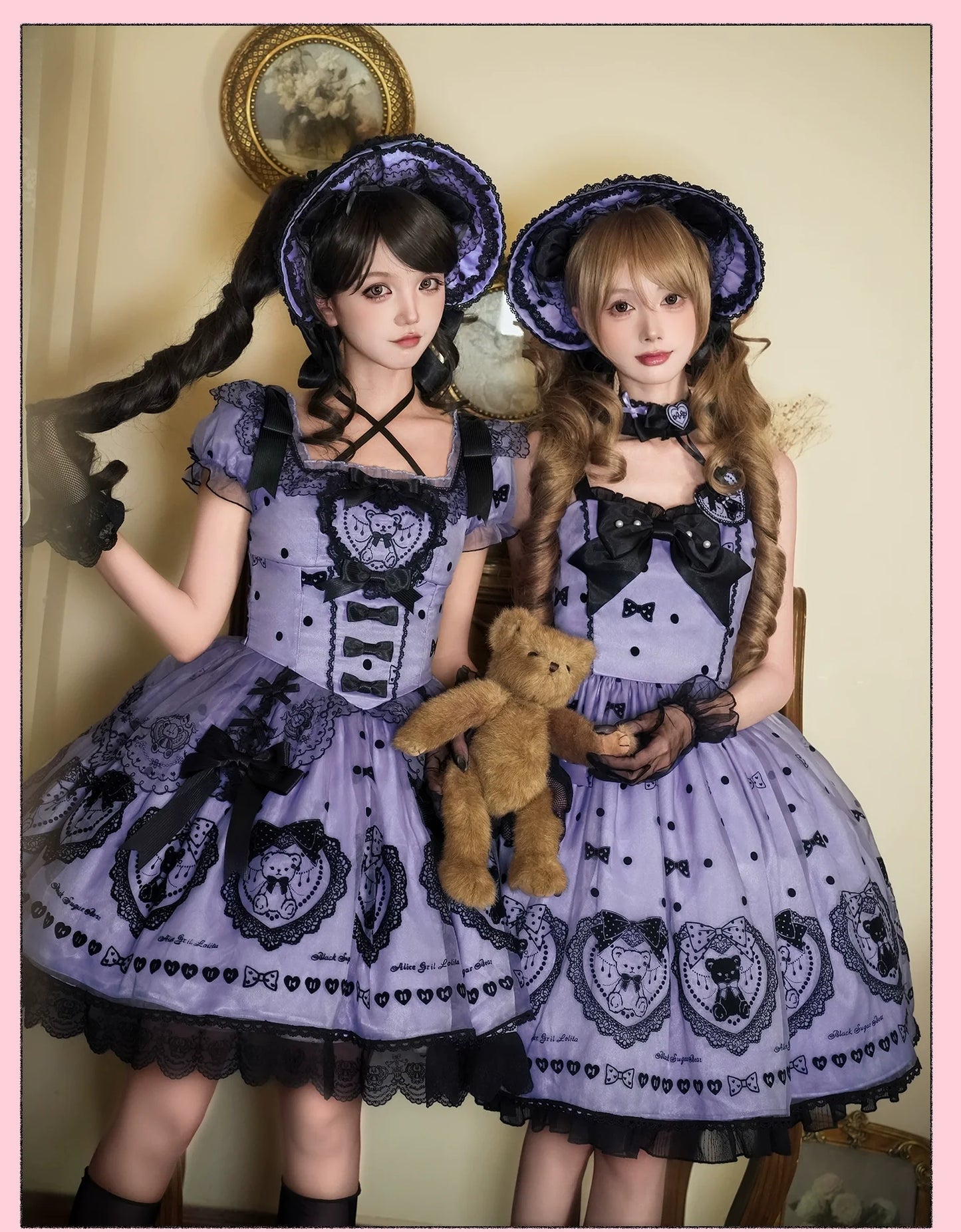 Alice Girl - Brown Sugar Bear - Printed Sweet Lolita Dress, Multiple Styles