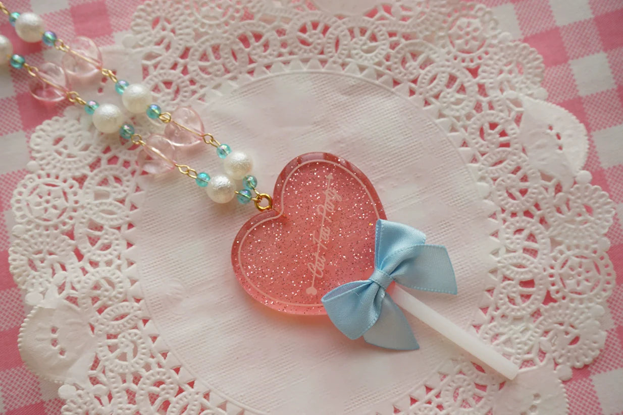 Cat Tea Party - Sweet Lolita Necklace Heart-Shaped Lollipop Necklace