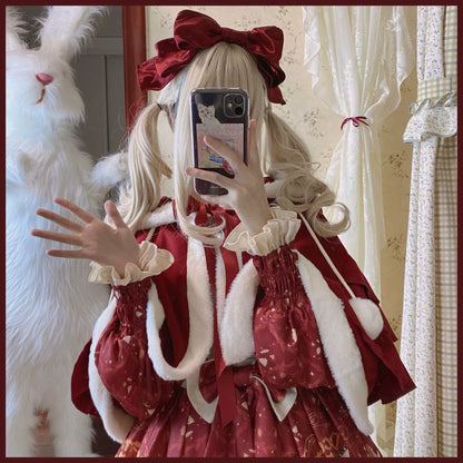 Matutu - Sweet Bear Gift House - Sweet Lolita Suit Christmas Lolita OP and Cape