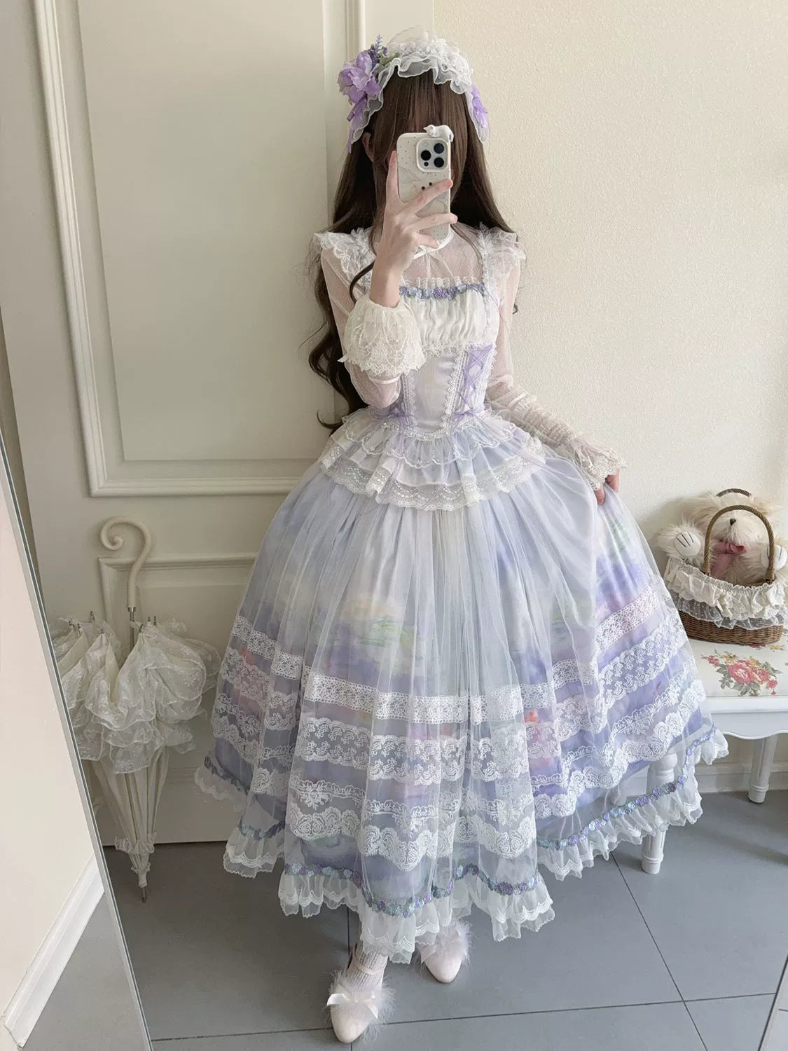 Hanguliang - Foggy Vineyard - Fishbone Classic Lolita Bodice, Maxi Skirt