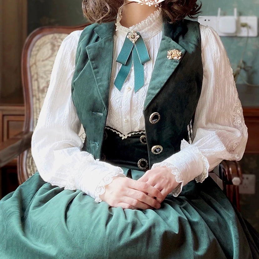 Miss Point - Rose Doll - Retro Lolita Vest Velvet Lolita Waistcoat