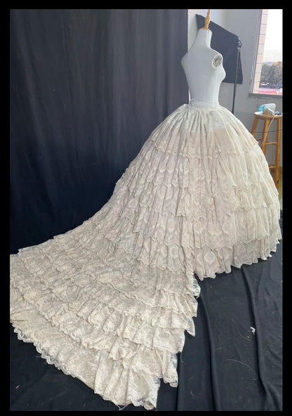 Guaji - Isabella - Wedding Lolita OP Bridal Dress with Tiered Petticoat and Trailing