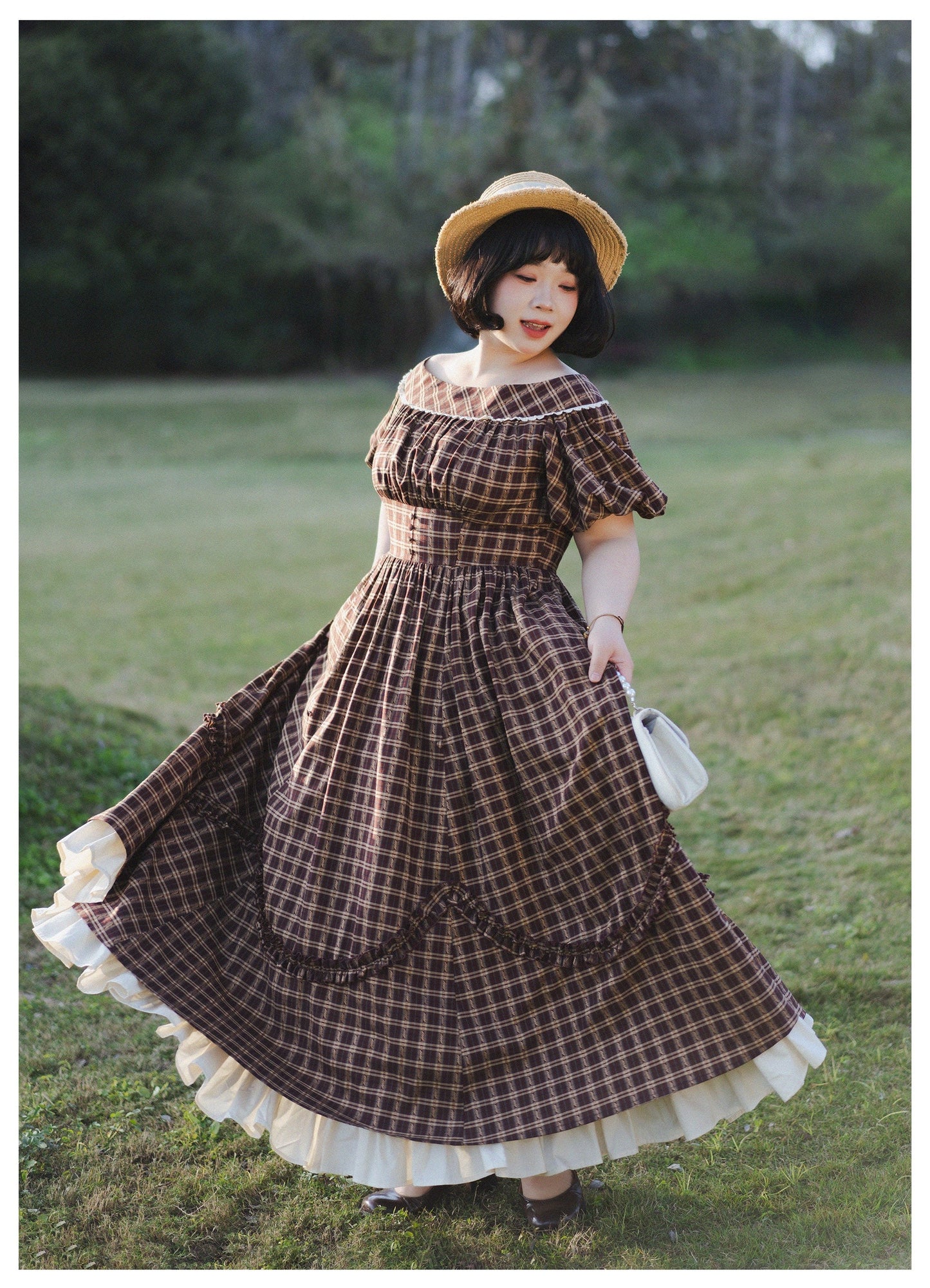 Forest Wardrobe - Forest Picnic - Classic Lolita OP Dress with Off-Shoulder and Lifting Hem