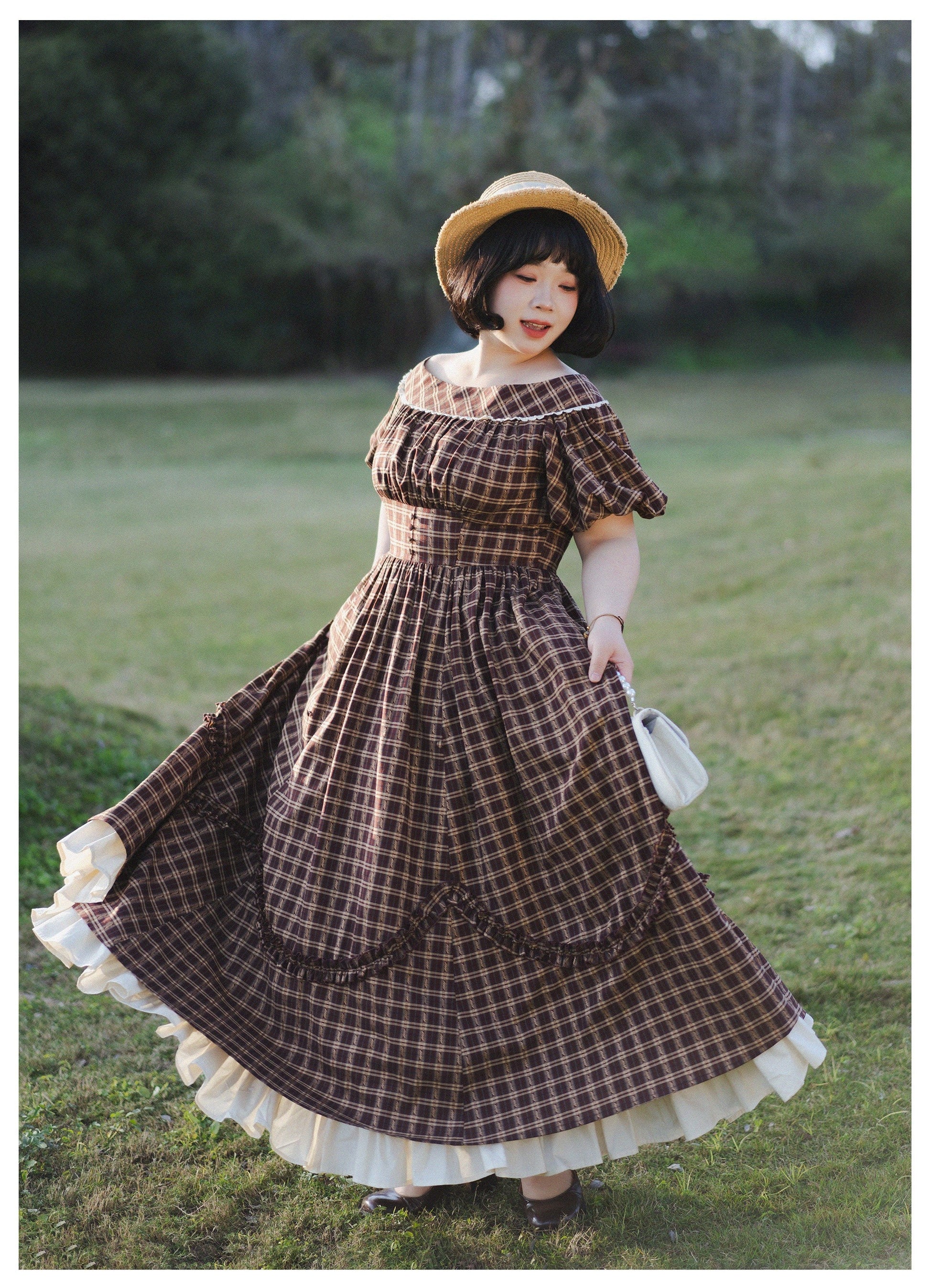 Forest Wardrobe - Forest Picnic - Classic Lolita OP Dress with Off-Shoulder and Lifting Hem