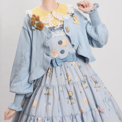 MIST - Cookie - Vintage Lolita Cardigan Short Sweater Multicolors