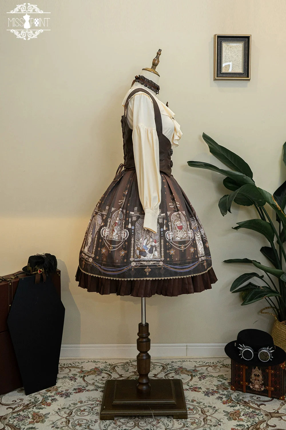 Miss Point - Demon Hunting Notes - Gothic Lolita Cross Print Short Skirt