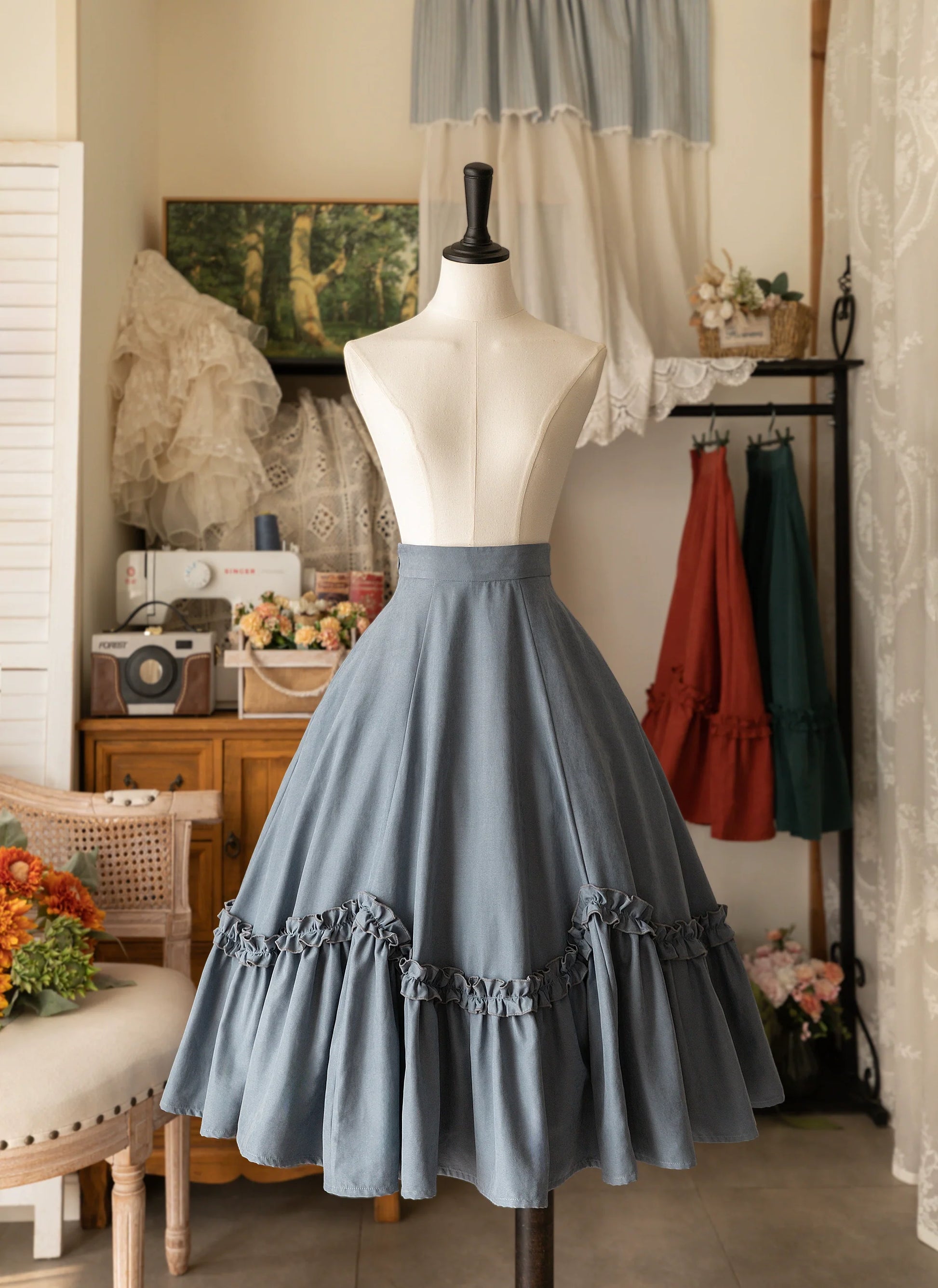 Forest Wardrobe - Forest Basket - Elegant Lolita Skirt Retro Classic Petal Swing Skirt