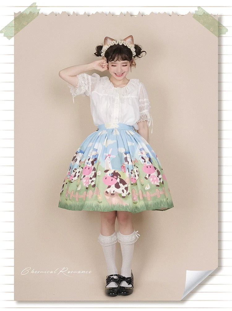 Chemical Romance - Sweetheart Farm - Sweet Lolita SK Cow Print Lolita Dress