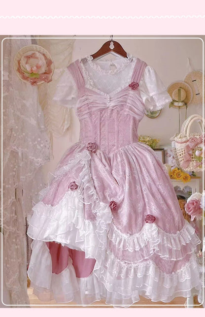 Sakurada Fawn - Manta - Plus Size Sweet Lolita JSK Dress with Rose Decoration