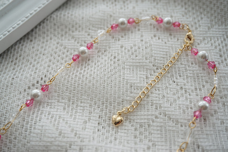 Cat Tea Party - Handmade Sweet Lolita Beaded Bow Necklace