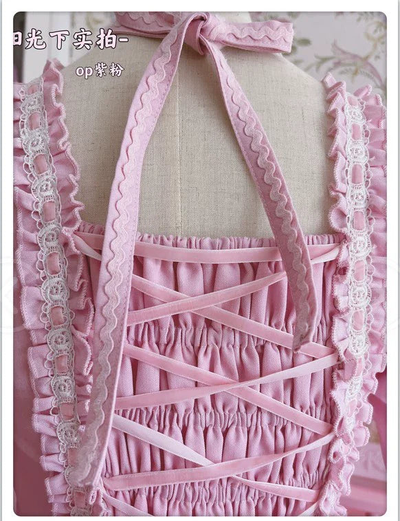 Catlow Rabbit - Black Lolita Doll OP/JSK with Adjustable Elasticity