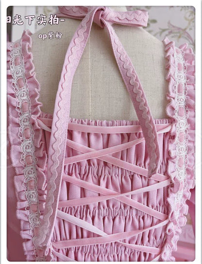 Catlow Rabbit - Black Lolita Doll OP/JSK with Adjustable Elasticity