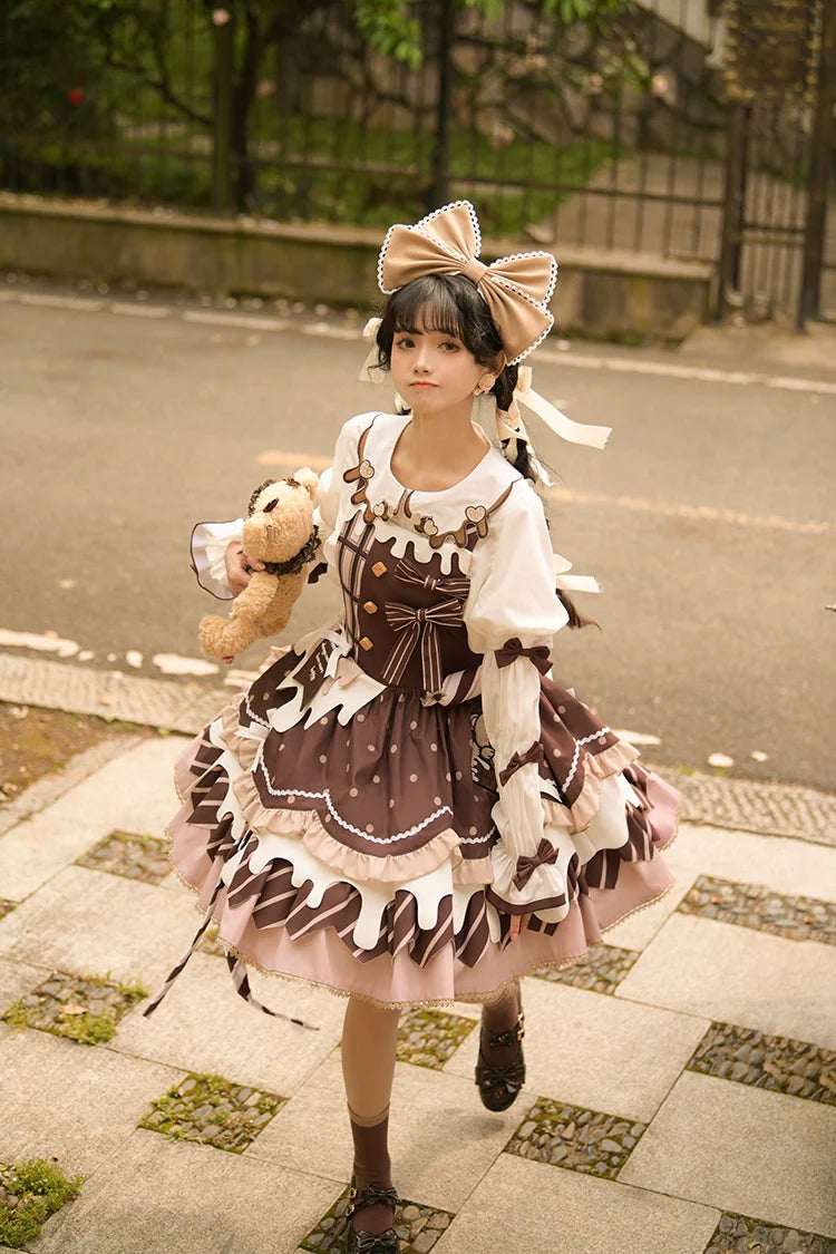 Half Sweet Lolita - Chocolate Milk Pie - Sweet Lolita Jumper Dress Summer Salopette