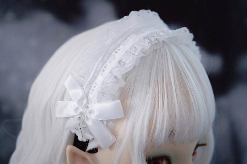 Strange Sugar - Gothic Lolita White Ruffle Hairband