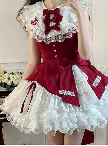 Alice Girl - Arrogant Miss - Sweet Lolita Jumper Dress with Tiered Lace Dress