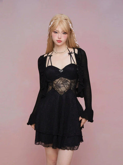 See-through suspender dress【s0000008933】
