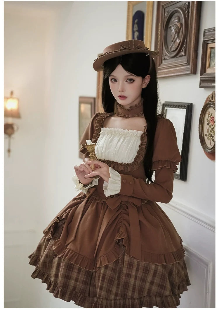 With PUJI - Oak Hymn - Classic Lolita Plaid OP Suit, Side Zipper