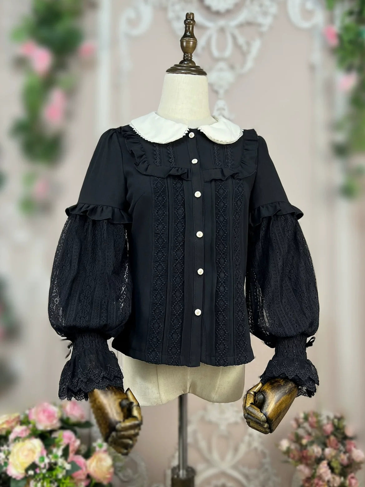 DMFS Lolita - Vintage Lolita Mutton Leg Sleeve Blouse Doll Collar Shirt