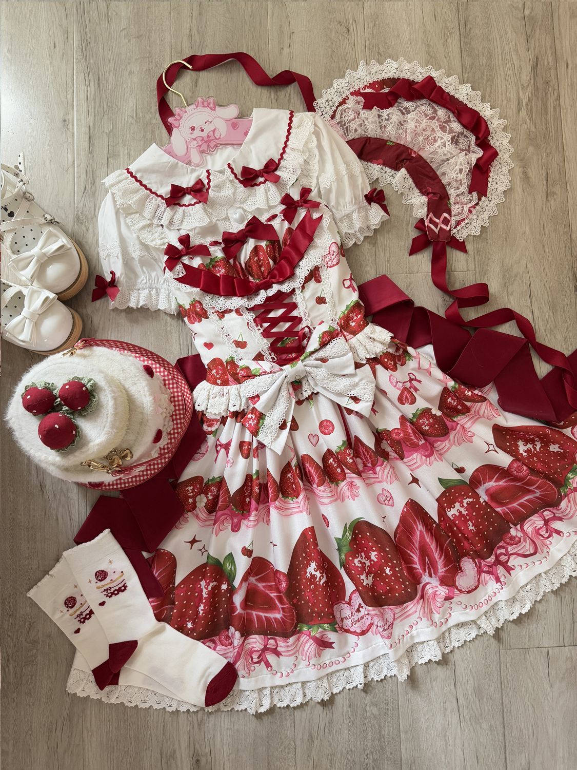 Hanguliang - Strawberry Tale - Sweet Lolita JSK Strawberry Printed Dress