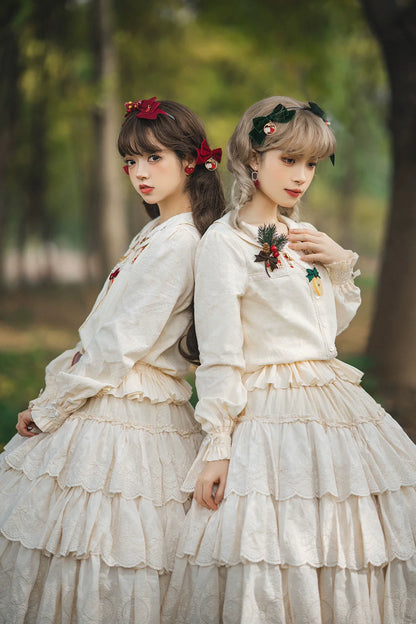 Miss Point - Chubby Fox in the Forest - Sweet Lolita Shirt Embroidered Collar Customized Blouse