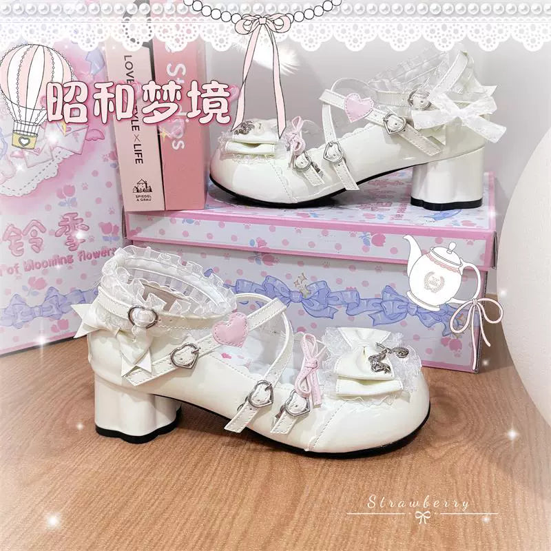 The Season of Booming Flowers - Showa Dreamland - Sweet Lolita Heels, Cute Claw-Shaped Heels