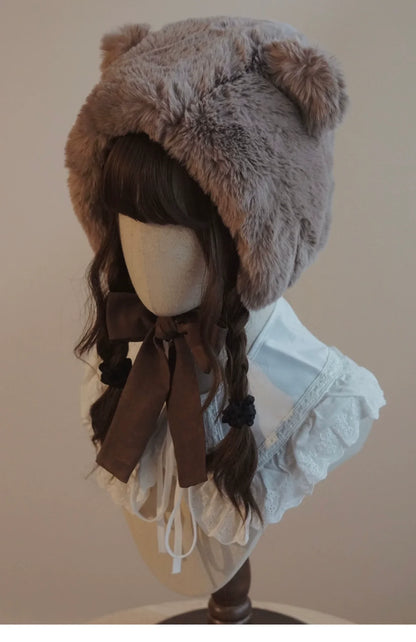 Besozealous - Winter Lolita Hat Bear Ears Hooded Hat