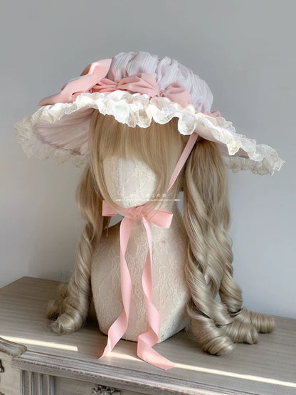 MAID - Vintage Lolita Hat Striped Lace Hat