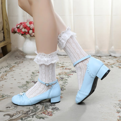 Sosic - Shell Dew - Sweet Lolita Bow Round Toe Shoes