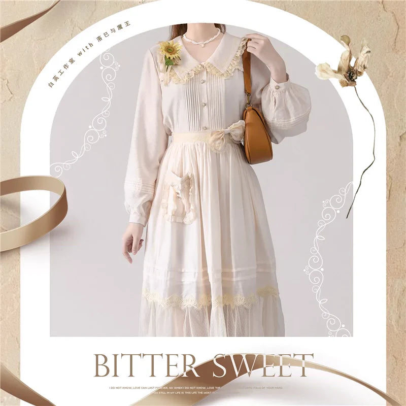 BitterSweet - Elegant Lolita Skirt Set V-neck Long Sleeve Shirt