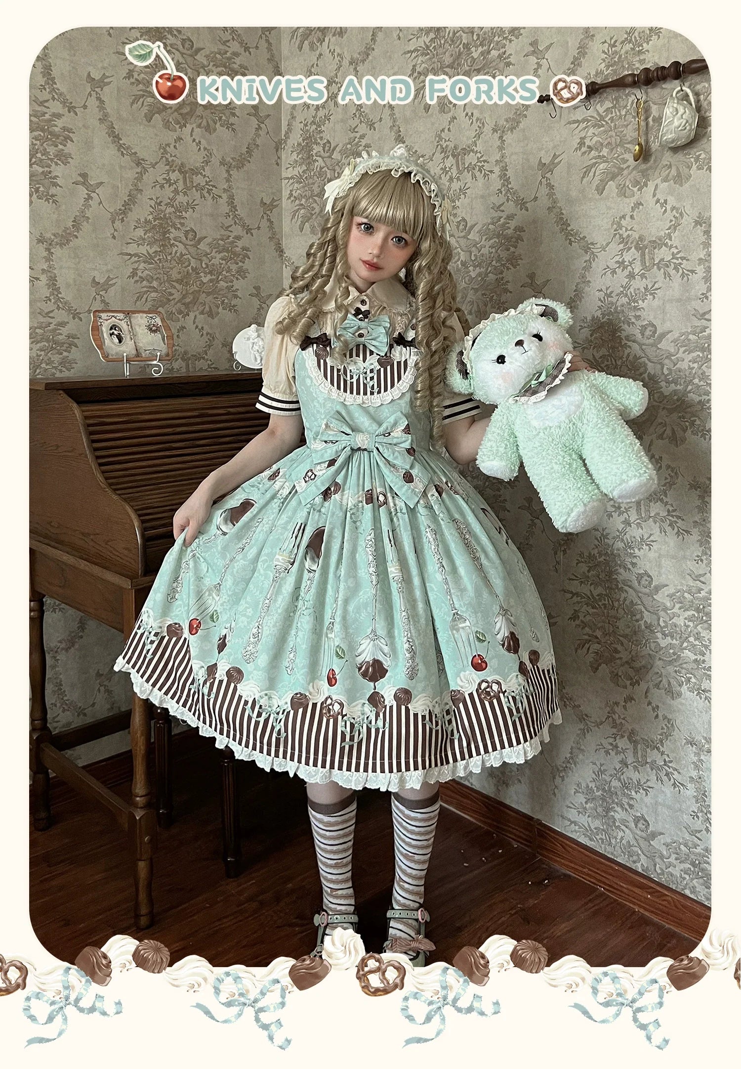 Sweet Dream Sheep - Sweet Dessert - Green Lolita Jumper Dress Lolita Headwear
