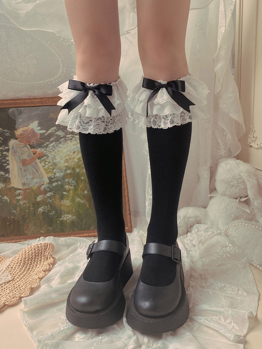 WAGUIR - Lolita Bow Cotton Socks Lace Socks