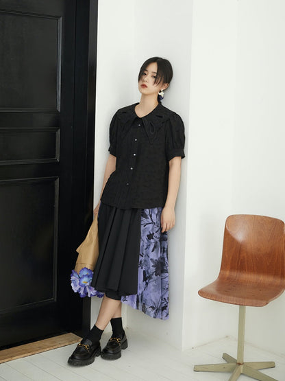 Embroidered Butterfly Lapel Blouse【s0000001736】