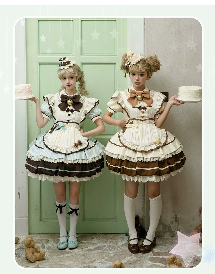 Sakurahime - Berry Bubble - Kawaii Lolita OP Tiered Ruffles Apron Lolita Dress