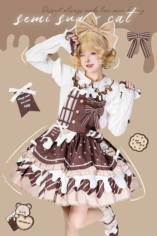 Half Sweet Lolita - Chocolate Milk Pie - Sweet Lolita Jumper Dress Summer Salopette