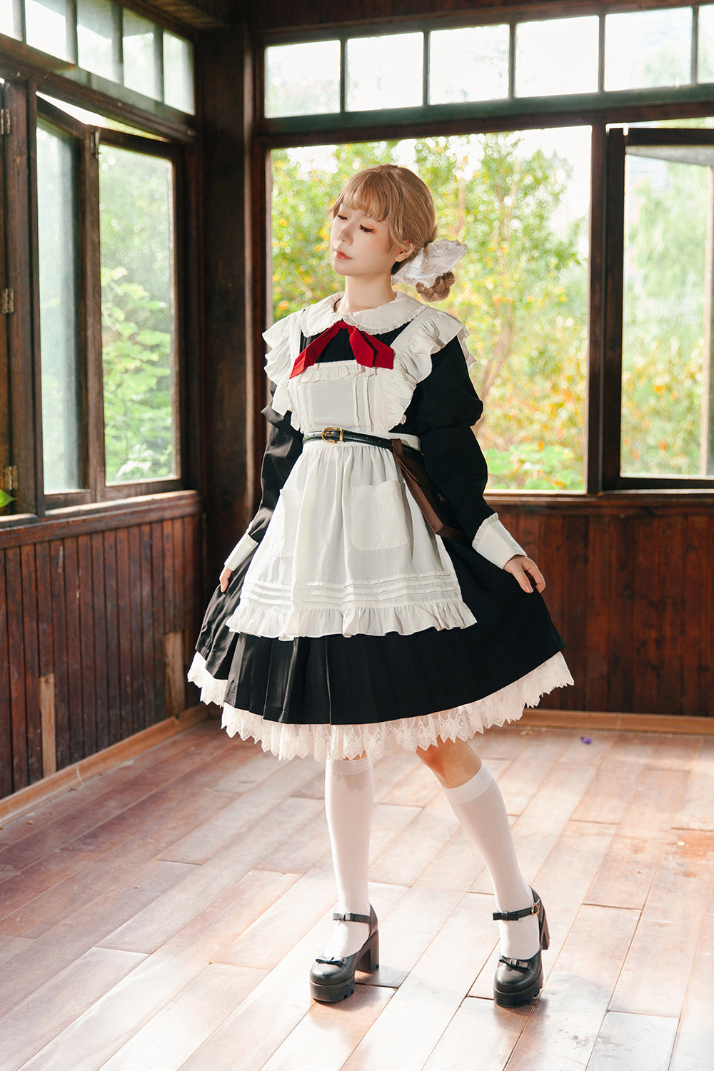 Infanta - Suliko - Maid Lolita OP Set with Soldier Style Waist Pack and Apron