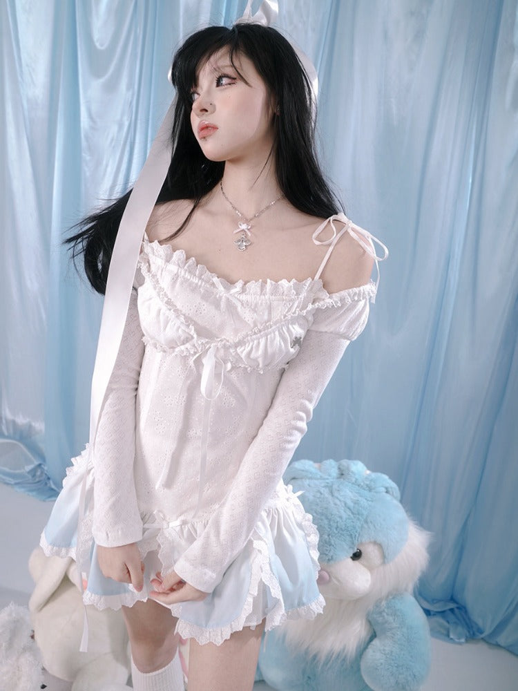 Lace bow sunscreen top【s0000002177】