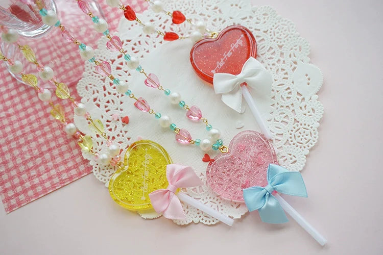 Cat Tea Party - Sweet Lolita Necklace Heart-Shaped Lollipop Necklace