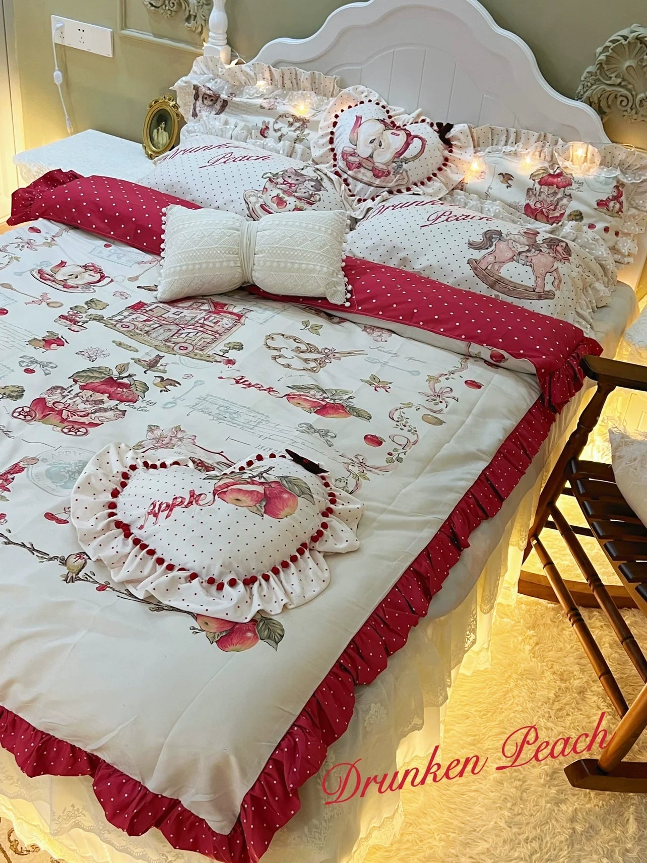 Drunke - Small Apple - Sweet Retro Print Lolita 4-Piece/3-Piece Bedding Set