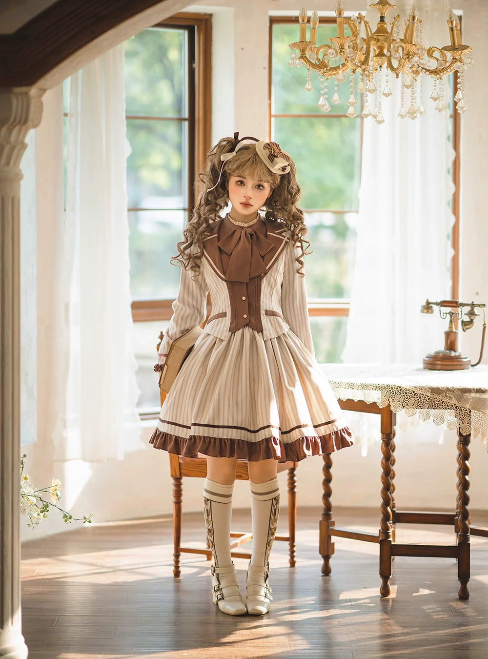 Miss Point - Classical Chocolate - Classic Lolita Skirt Elegant Striped SK