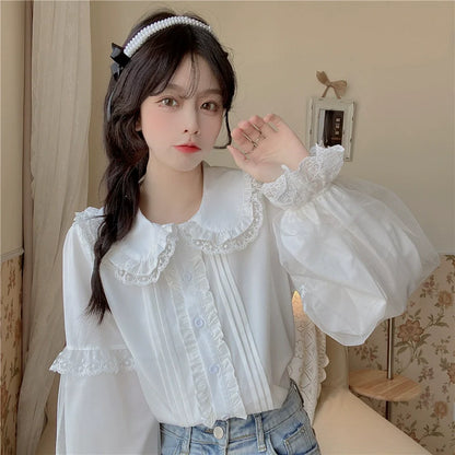 Sugar Girl - Sweet Lolita Shirt White Doll Collar Shirt