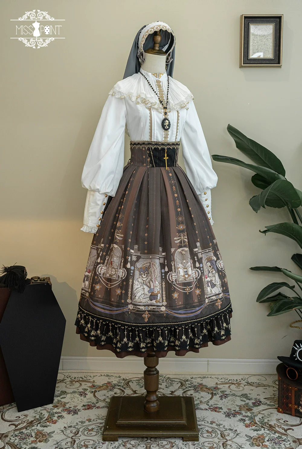 Miss Point - Demon Hunting Notes - Fishbone Gothic Lolita Skirt