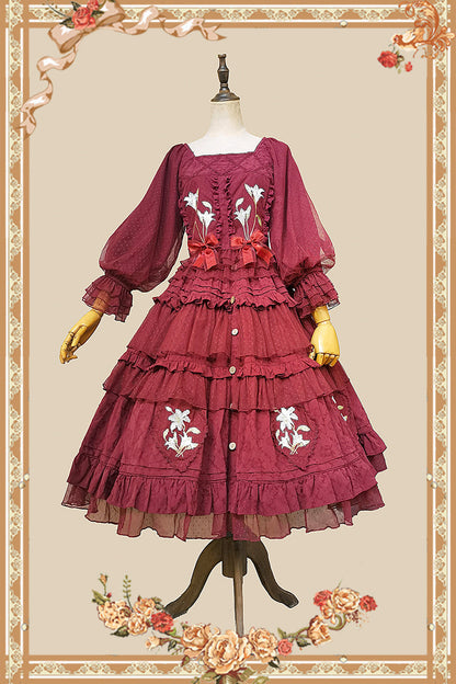 Infanta - Melaleuca Lily - Embroidery Country Lolita Blouse and Skirt