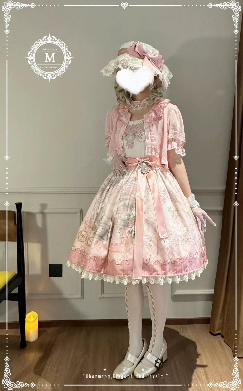 Moon River - Swan Lake Mirror - Pink Sweet Lolita Print JSK Dress