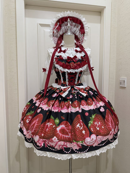 Hanguliang - Strawberry Tale - Sweet Lolita JSK Strawberry Printed Dress
