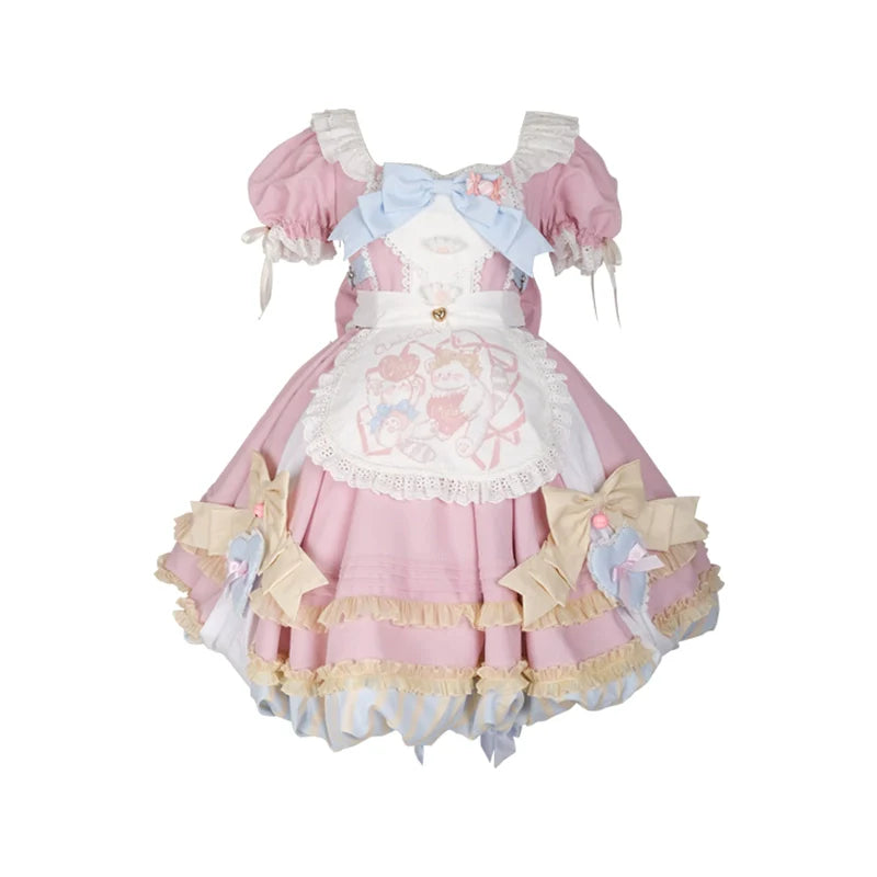 OCELOT - Sweet Lolita Pink Cat Tail OP Dress Set