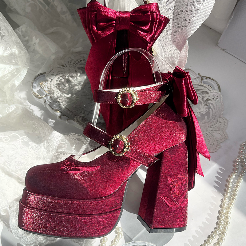 Dreamland - Floating Dream Lily - Elegant Lolita High Heel Shoes, Detachable Bow