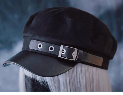 Strange Sugar - Gothic Lolita Hat Leather Buckle Lolita Newsboy Hat