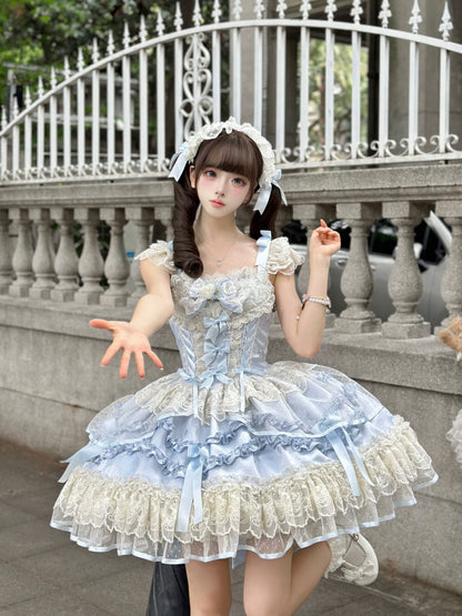 Sugar Girl - Dreamy Butterfly - Ballet-style Sweet Lolita JSK Dress With Large Bow Trailing